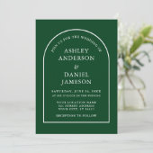 Moderne, stilvolle Arch Green Foto Wedding Einladung (Stehend Vorderseite)