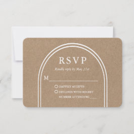Moderne, stilvolle Arch Wedding Kraft RSVP Karte