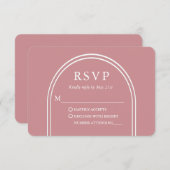 Moderne, stilvolle Arch Wedding Rose Gold RSVP Karte (Vorne/Hinten)