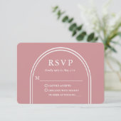 Moderne, stilvolle Arch Wedding Rose Gold RSVP Karte (Stehend Vorderseite)