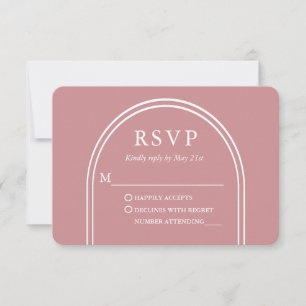 Moderne, stilvolle Arch Wedding Rose Gold RSVP Karte