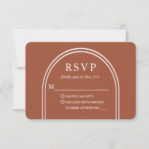 Moderne, stilvolle Arch Wedding Terracotta RSVP Karte
