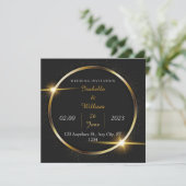 Moderne stilvolle Black & Gold Hochzeit Einladung (Stehend Vorderseite)