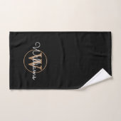 Moderne, stilvolle Black Gold Monogram Script Name Handtuch (Handtuch)