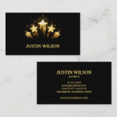 Moderne, stilvolle Black Gold Stars beruflich Visitenkarte (Vorne/Hinten)