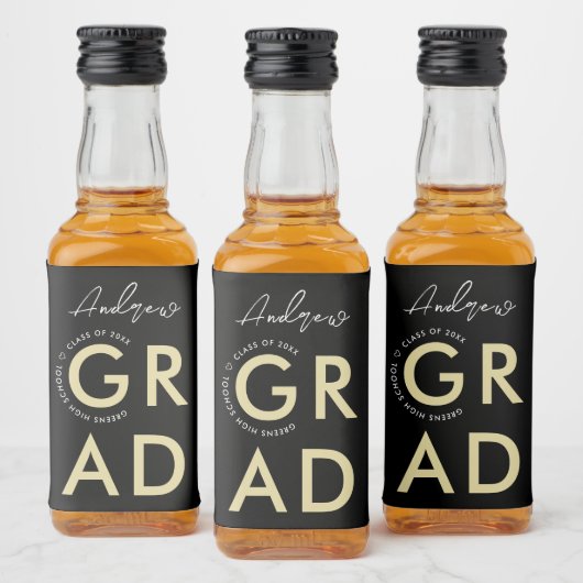 Moderne, stilvolle Black Graduation Party Alkoholflaschenetikett (Flaschen)