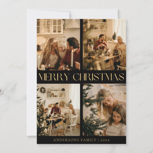 Moderne stilvolle Black Merry Weihnachtskarte Feiertagskarte (Vorderseite)