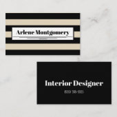 Moderne, stilvolle Black & Taupe dicke Streifen Visitenkarte (Vorne/Hinten)