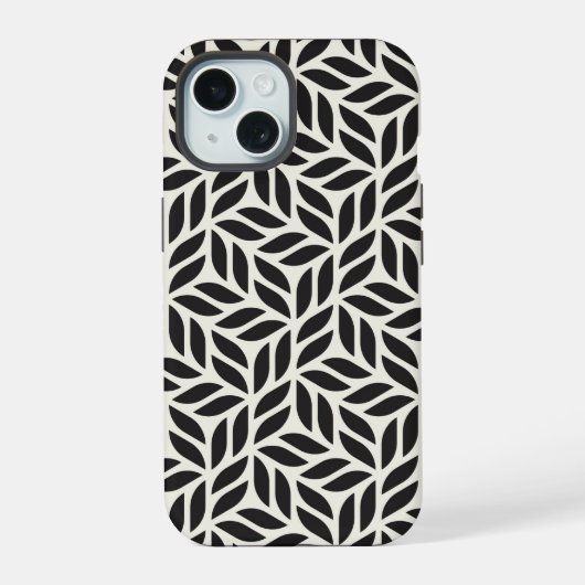 Moderne stilvolle Blattmuster iPhone 15 Hülle (Rückseite)
