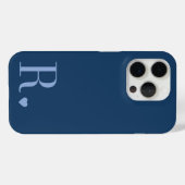 moderne stilvolle blaue Monogramm-Initiale Case-Mate iPhone Hülle (Rückseite (Horizontal))