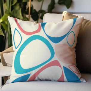 Moderne stilvolle blaue Pfirsich-Teal-Abstraktmust Kissen
