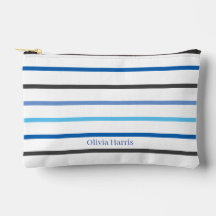Moderne stilvolle blaue Streifen Make-up-Tasche