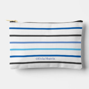 Moderne stilvolle blaue Streifen Make-up-Tasche Zubehörtasche