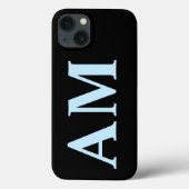 Moderne, stilvolle Blue Black Monogram Initials Case-Mate iPhone Hülle (Rückseite)