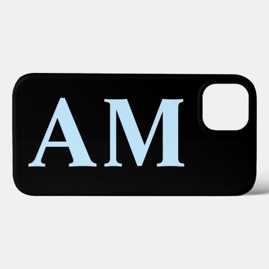 Moderne, stilvolle Blue Black Monogram Initials Case-Mate iPhone Hülle (Rückseite (Horizontal))