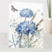Moderne, stilvolle Blue Floral Happy Mother Day Ca Karte (Rückseite)