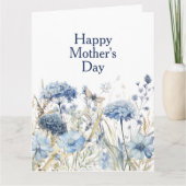 Moderne, stilvolle Blue Floral Happy Mother Day Ca Karte (Vorderseite)