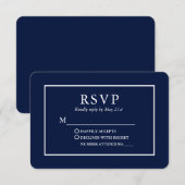 Moderne, stilvolle Blue Wedding RSVP Karte (Vorne/Hinten)