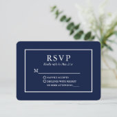 Moderne, stilvolle Blue Wedding RSVP Karte (Stehend Vorderseite)