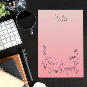Moderne, stilvolle Boho Wildblumen Floral Pink Post-it Klebezettel