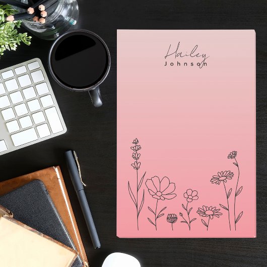 Moderne, stilvolle Boho Wildblumen Floral Pink Post-it Klebezettel