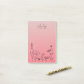 Moderne, stilvolle Boho Wildblumen Floral Pink Post-it Klebezettel (Auf Schreibtisch)