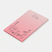 Moderne, stilvolle Boho Wildblumen Floral Pink Post-it Klebezettel (angewinkelt)