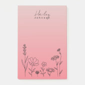 Moderne, stilvolle Boho Wildblumen Floral Pink Post-it Klebezettel (Vorderseite)