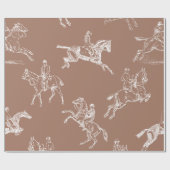 Moderne, stilvolle Braun White Horseback Reitstall Geschenkpapier (Flach)