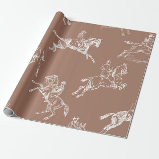 Moderne, stilvolle Braun White Horseback Reitstall Geschenkpapier