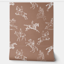 Moderne, stilvolle Braun White Horseback Reitstall Tapete