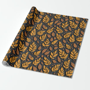 Moderne stilvolle braune Herbstblätter Geschenkpapier
