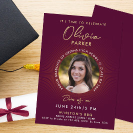 Moderne, stilvolle Burgund Abschluss Einladung