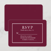 Moderne, stilvolle Burgundy Wedding RSVP Karte (Vorne/Hinten)