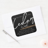 Moderne, stilvolle Candle Label Schlicht Black Ced Quadratischer Aufkleber (Umschlag)