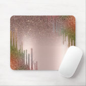 Moderne stilvolle Cool Glitzer Tropfen Rose Gold Mousepad (Mit Mouse)