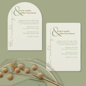 Moderne, stilvolle Creme und grüne Minimalistische Einladung