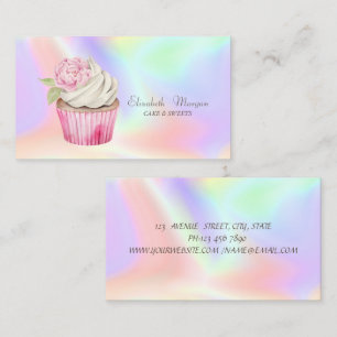 Moderne, stilvolle Cupcake Blume Holographic Visitenkarte