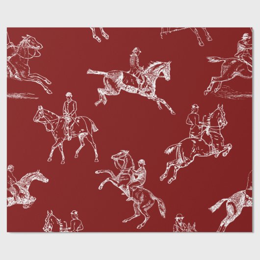 Moderne, stilvolle Dark Red Horseback Reittoile Geschenkpapier (Flach)