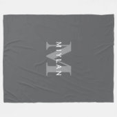 Moderne stilvolle dunkelgraue Monogramm & Name Fleecedecke (Vorderseite (Horizontal))