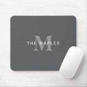Moderne stilvolle dunkelgraue Monogramm & Name Mousepad (Mit Mouse)