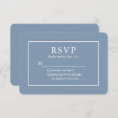 Moderne, stilvolle Dusty Blue Wedding RSVP Karte (Vorne/Hinten)