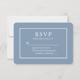 Moderne, stilvolle Dusty Blue Wedding RSVP Karte