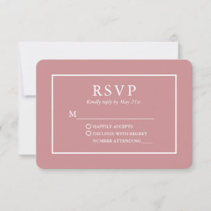 Moderne, stilvolle Dusty Rose Wedding RSVP Karte
