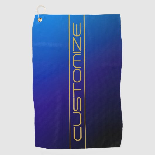 Moderne, stilvolle Editable Gold Text & Blue Lila Golfhandtuch (Vorderseite)