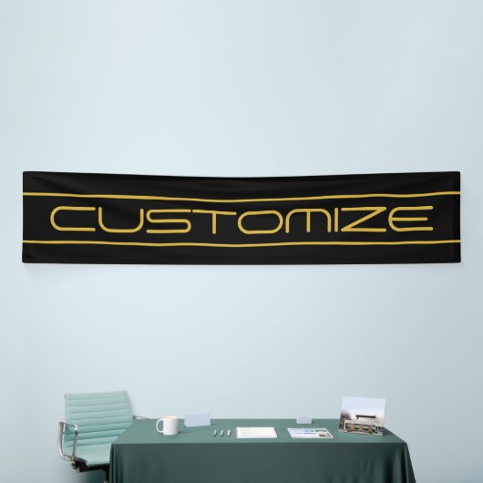 Moderne, stilvolle Editable Gold Text & Line Strei Banner (Messeveranstaltung)
