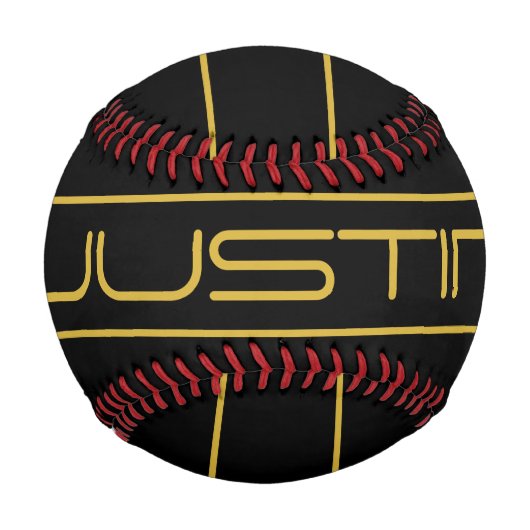 Moderne, stilvolle Editable Gold Text & Line Strei Baseball (Rückseite)
