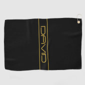 Moderne, stilvolle Editable Gold Text & Line Strei Golfhandtuch (Horizontal)