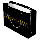 Moderne, stilvolle Editable Gold Text & Line Strei Große Geschenktüte (Rückseite Schrägansicht)