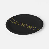 Moderne, stilvolle Editable Gold Text & Line Strei Pappteller (Schrägansicht)